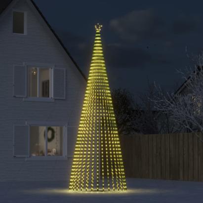 Con de lumină brad de Crăciun, 1544 LED-uri, alb cald, 500 cm GartenMobel Dekor