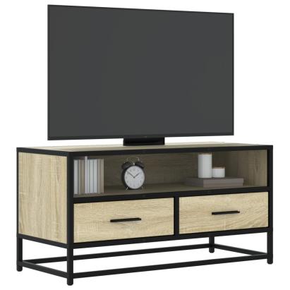Dulap TV, stejar sonoma, 80x34,5x40 cm, lemn prelucrat și metal GartenMobel Dekor