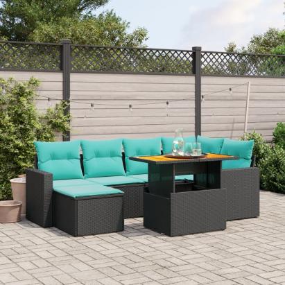 Set canapele de grădină cu perne, 11 piese, bej, poliratan GartenMobel Dekor