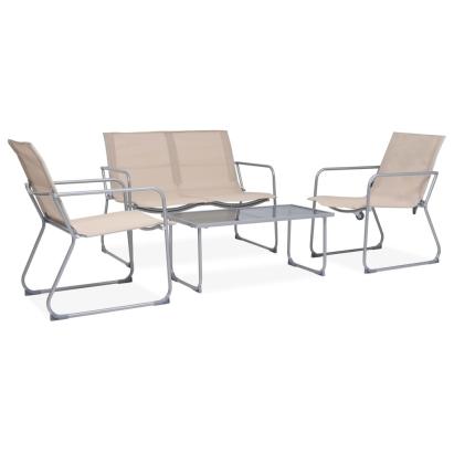 Set mobilier de grădină, 4 piese, crem, oțel și textil GartenMobel Dekor