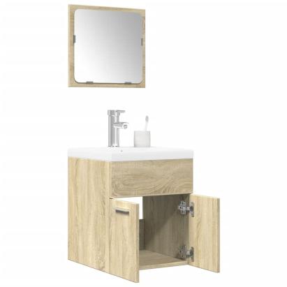 Set mobilier de baie, 3 piese, stejar sonoma, lemn prelucrat GartenMobel Dekor