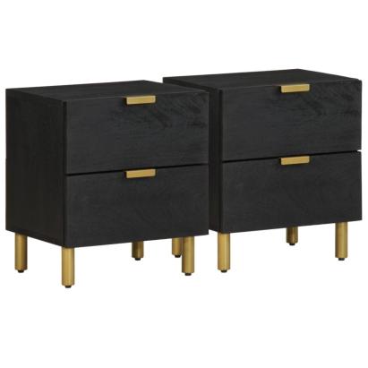 Noptiere, 2 buc., negru, 40x33x46 cm, lemn masiv de mango GartenMobel Dekor