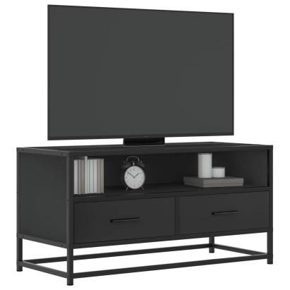 Dulap TV, negru, 80x34,5x40 cm, lemn prelucrat și metal GartenMobel Dekor