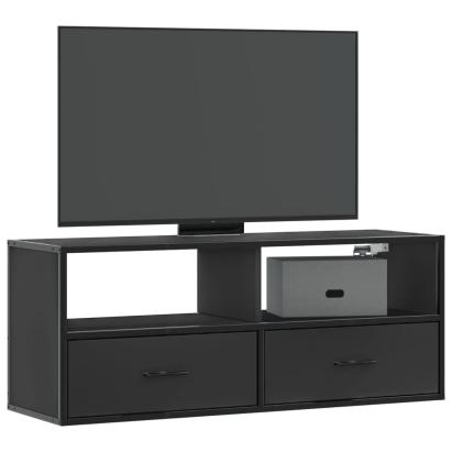 Dulap TV, negru, 100x31x39,5 cm, lemn prelucrat și metal GartenMobel Dekor