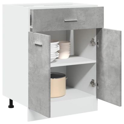 Dulap inferior cu sertar, gri beton, 60 x 46 x 81,5 cm, PAL GartenMobel Dekor