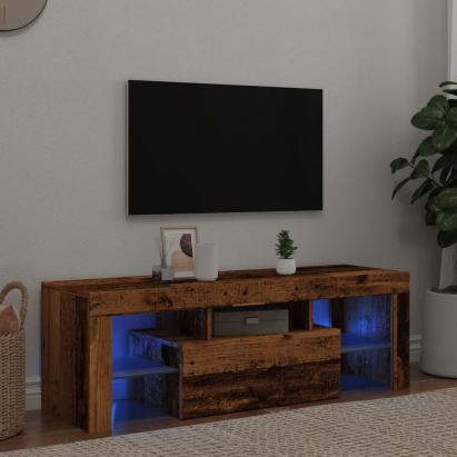 Dulap TV cu lumini LED lemn vechi 120x36,5x40 cm lemn prelucrat GartenMobel Dekor