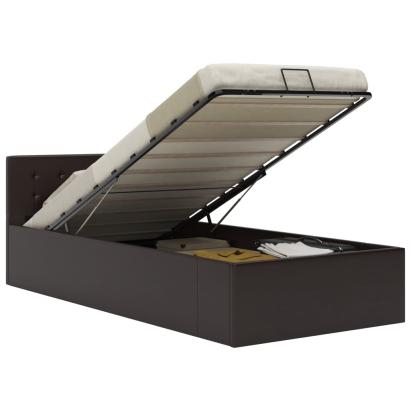 Cadru pat hidraulic cu ladă gri 90x200 cm, piele ecologică GartenMobel Dekor