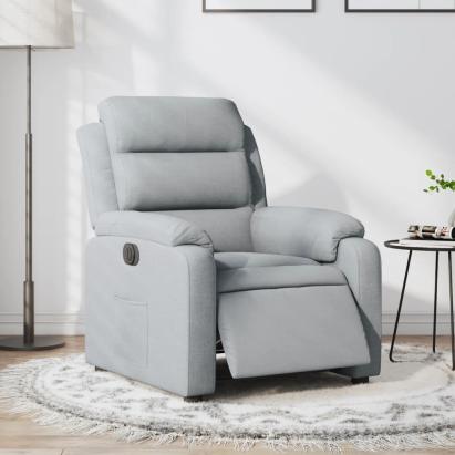Fotoliu rabatabil electric, gri deschis, textil GartenMobel Dekor