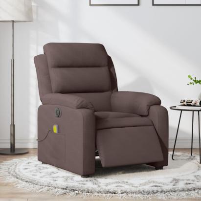 Fotoliu electric de masaj rabatabil, maro închis, textil GartenMobel Dekor