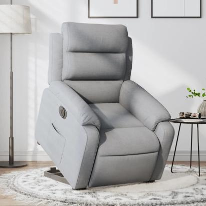 Fotoliu electric rabatabil cu ridicare, gri deschis, textil GartenMobel Dekor