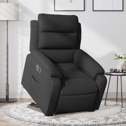 Fotoliu electric rabatabil cu ridicare, negru, textil GartenMobel Dekor