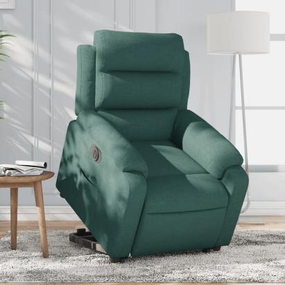 Fotoliu electric rabatabil cu ridicare, verde închis, textil GartenMobel Dekor