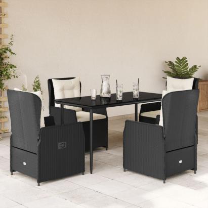 Set mobilier de grădină cu perne, 5 piese, negru, poliratan GartenMobel Dekor