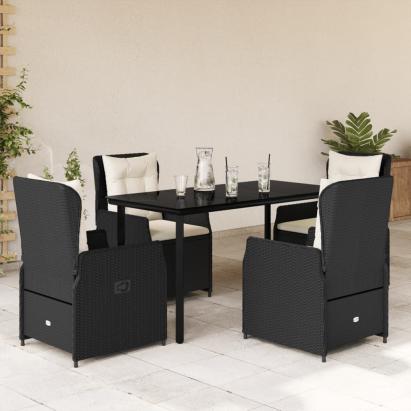 Set mobilier de grădină cu perne, 5 piese, negru, poliratan GartenMobel Dekor