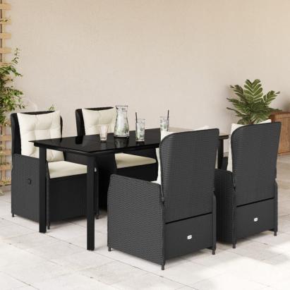 Set mobilier de grădină cu perne, 5 piese, negru, poliratan GartenMobel Dekor