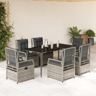Set mobilier de grădină cu perne, 7 piese, gri, poliratan GartenMobel Dekor
