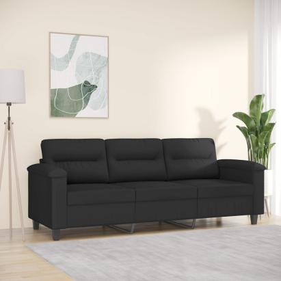Canapea cu 3 locuri, negru, 180 cm, țesătură microfibră GartenMobel Dekor
