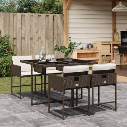 Set mobilier de grădină, 5 piese, cu perne, maro, poliratan GartenMobel Dekor