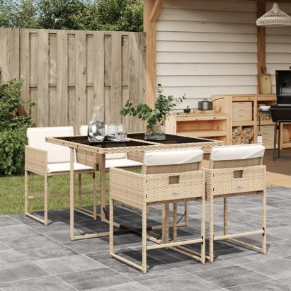 Set mobilier de grădină cu perne, 5 piese, bej, poliratan GartenMobel Dekor