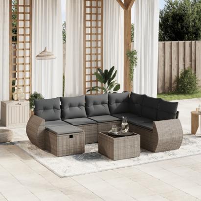 Set canapele de grădină cu perne, 8 piese, gri, poliratan GartenMobel Dekor
