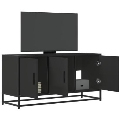 Dulap TV negru, 100x35x50 cm lemn prelucrat și metal GartenMobel Dekor