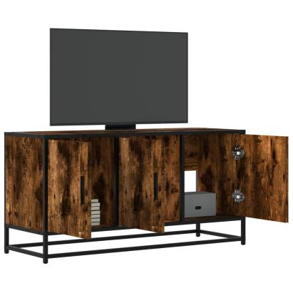 Dulap TV stejar fumuriu, 100x35x50 cm lemn prelucrat și metal GartenMobel Dekor