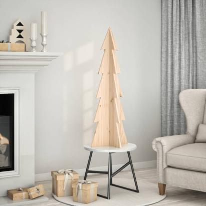 Brad de Crăciun din lemn decorativ, 112 cm, lemn de pin masiv GartenMobel Dekor