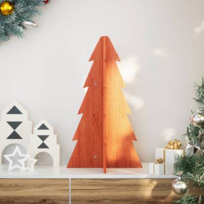 Brad de Crăciun decorativ, maro ceruit, 69,5 cm, lemn pin masiv GartenMobel Dekor