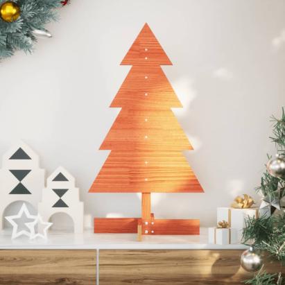Brad de Crăciun decorativ, maro ceruit, 80 cm, lemn pin masiv GartenMobel Dekor