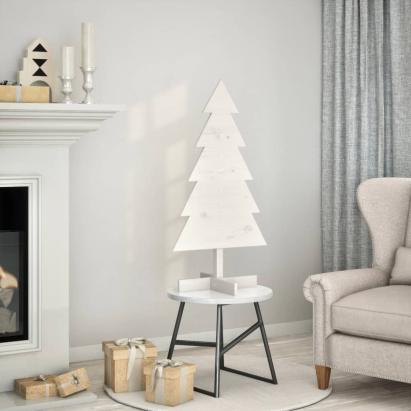Brad de Crăciun decorativ, alb, 100 cm, lemn de pin masiv GartenMobel Dekor
