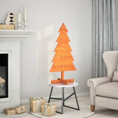 Brad de Crăciun decorativ, maro ceruit, 100 cm, lemn pin masiv GartenMobel Dekor