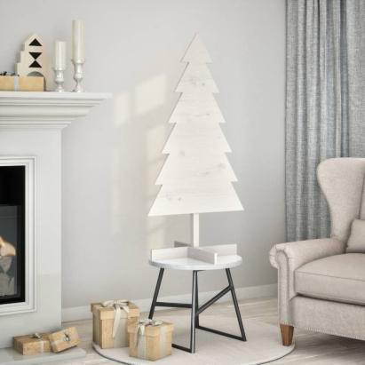 Brad de Crăciun decorativ, alb, 120 cm, lemn de pin masiv GartenMobel Dekor