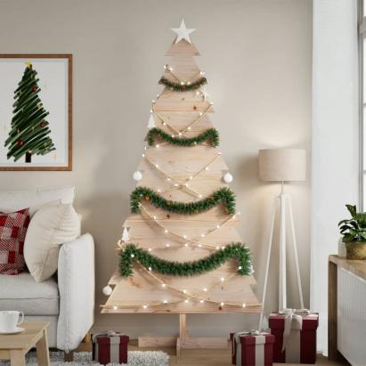 Brad de Crăciun din lemn decorativ, 180 cm, lemn de pin masiv GartenMobel Dekor