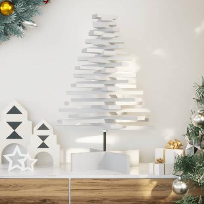 Brad de Crăciun decorativ, alb, 80 cm, lemn de pin masiv GartenMobel Dekor
