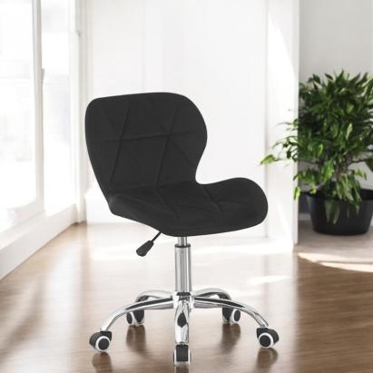 Scaun de birou in stil scandinav, inaltime 72-84 cm, roti mobile cauciucate, baza otel cromat, velur, negru MultiMark GlobalProd