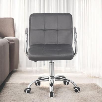 Scaun de birou, conferinte, inaltime 78-90 cm, baza si manere cromate, roti pivotante, velur gri MultiMark GlobalProd