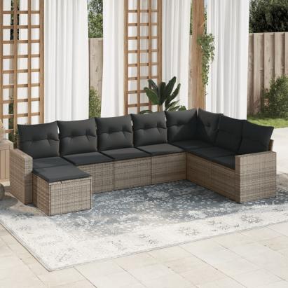 Set canapele de grădină cu perne, 8 piese, gri, poliratan GartenMobel Dekor