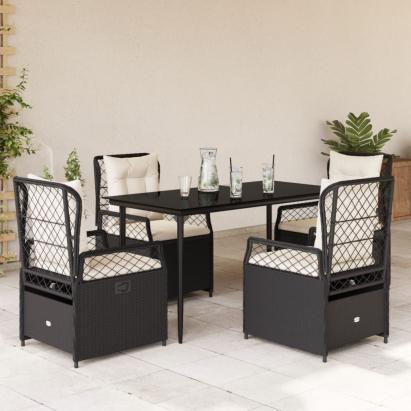Set mobilier de grădină cu perne, 5 piese, negru, poliratan GartenMobel Dekor