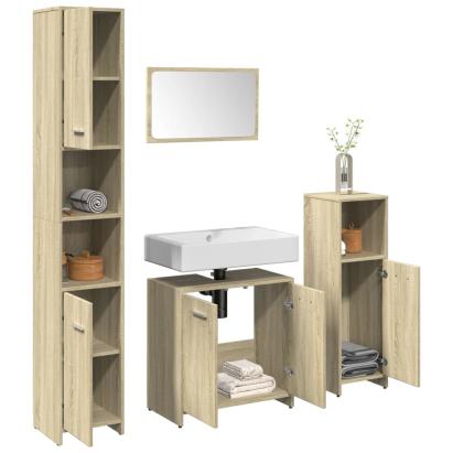 Set mobilier de baie, 4 piese, stejar sonoma, lemn prelucrat GartenMobel Dekor