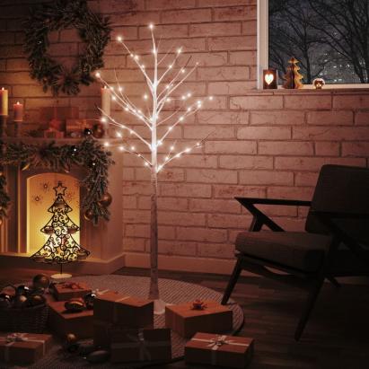 Mesteacăn cu LED, alb, 72 LED-uri alb calde, 150 cm GartenMobel Dekor