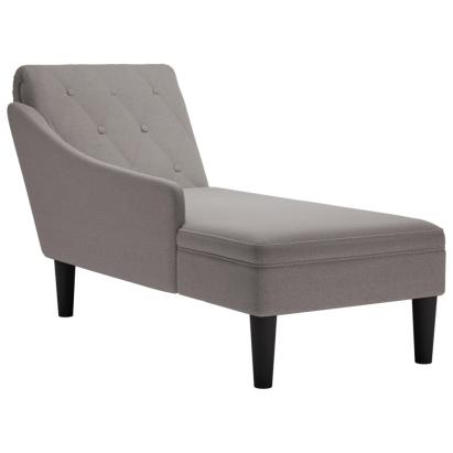 Șezlong cu pernă și cotieră dreaptă, gri taupe, textil GartenMobel Dekor