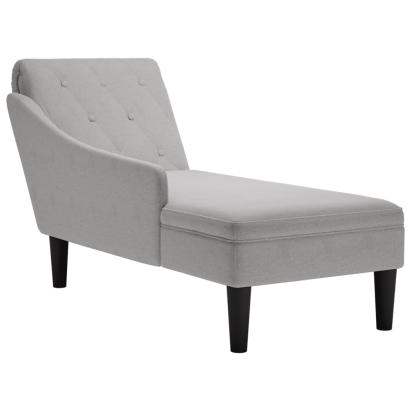 Șezlong cu pernă și cotieră dreaptă, gri nor, textil GartenMobel Dekor