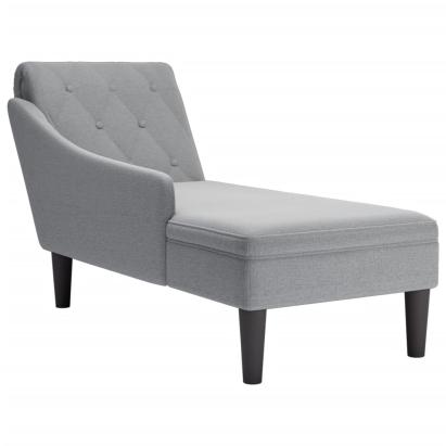 Șezlong cu pernă și cotieră dreaptă, gri deschis, textil GartenMobel Dekor