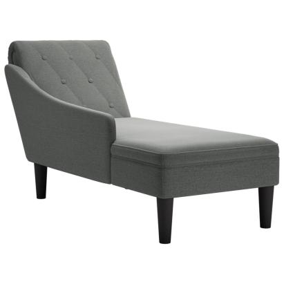 Șezlong cu pernă și cotieră dreaptă, gri închis, textil GartenMobel Dekor