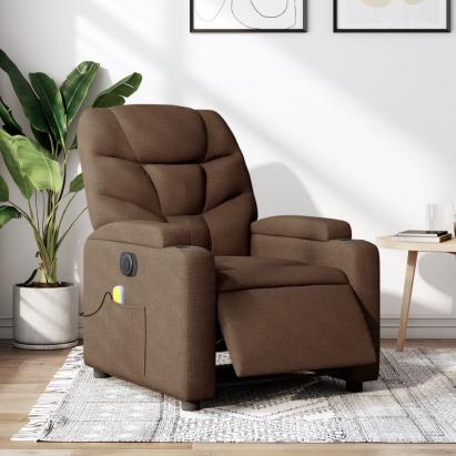 Fotoliu electric de masaj rabatabil, maro, textil GartenMobel Dekor