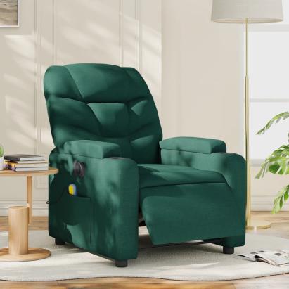 Fotoliu electric de masaj rabatabil, verde închis, textil GartenMobel Dekor