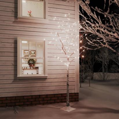 Mesteacăn cu LED, alb, 240 LED-uri alb calde, 300 cm GartenMobel Dekor