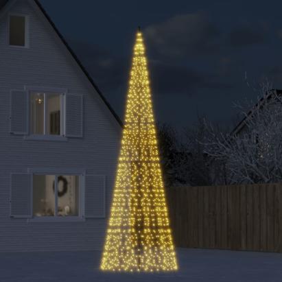 Lumină brad de Crăciun pe catarg, 1534 LED-uri, alb cald 500 cm GartenMobel Dekor