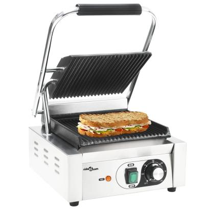 Grill Panini cu striații, 31x30,5x20 cm, inox, 1800 W GartenMobel Dekor