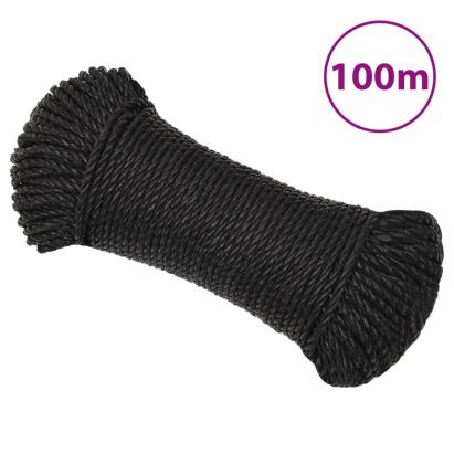 Frânghie de lucru, negru, 3 mm, 100 m, polipropilenă GartenMobel Dekor
